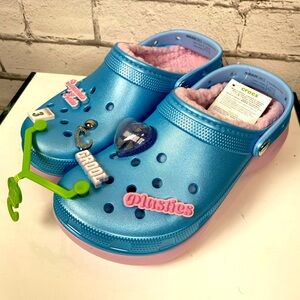 Crocs Mean Girls Limited Edition Platform Clogs Shoes Blue & Pink Lined Size 8
